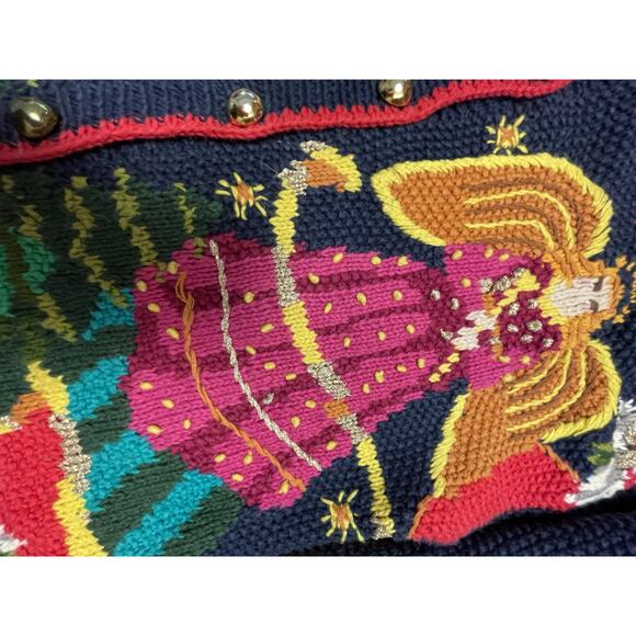 Vtg 80s Cardigan Bay Angel Sweater Womens Small Hand knitted Artsy Cottagecore - Picture 5 of 11